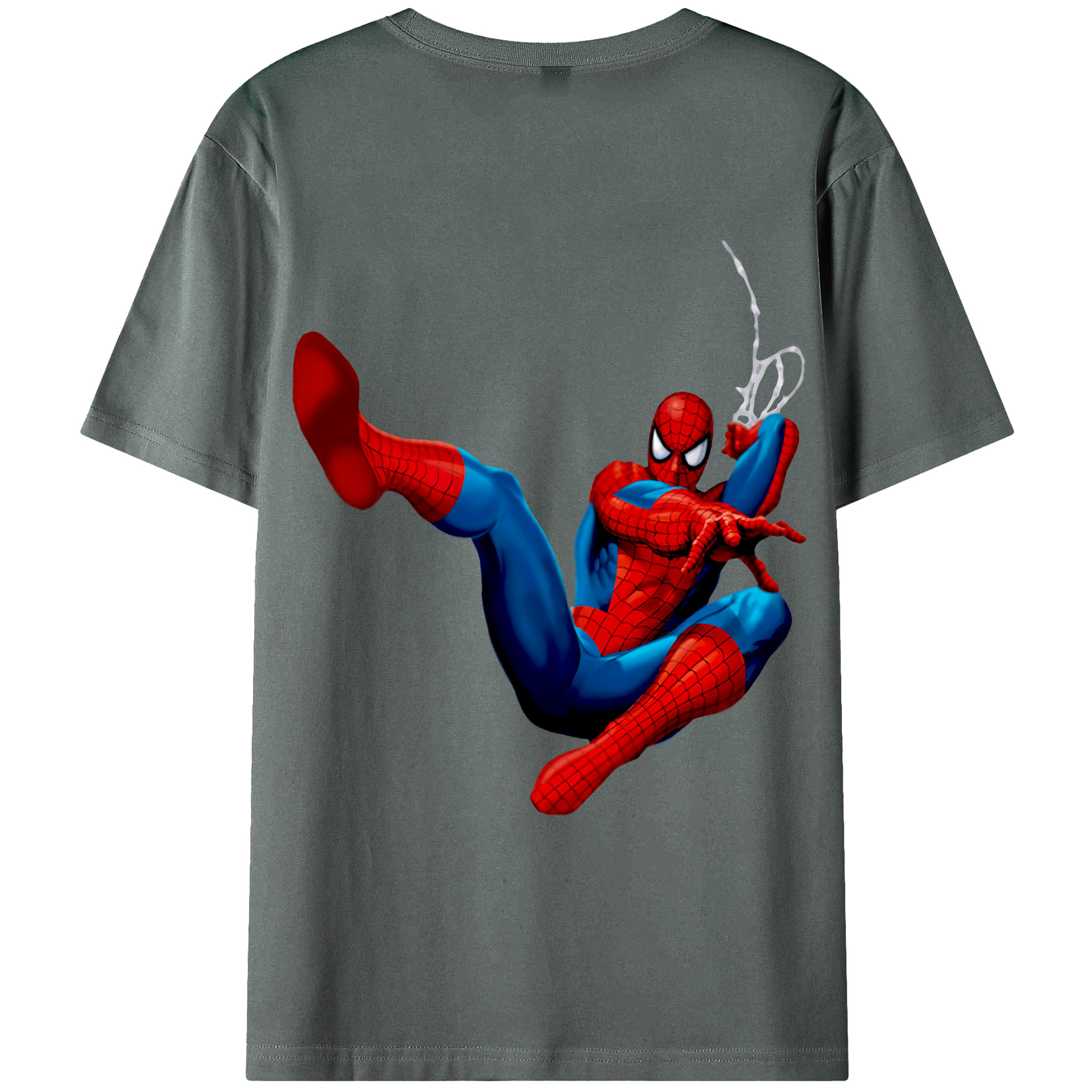 （画像用） Spider Man スパイダーマン 綿100％ メンズ半袖Tシャツ（バックプリント） 通気性